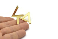 Brass Earring, 8 Raw Brass V Shaped Stud Earrings (28x23x1mm) M01247 A2273