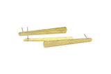 Brass Stick Earring, 4 Textured Raw Brass Stick Stud Earrings (43x6x3x0.80mm) M1003 A2282