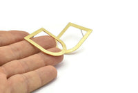 Stud Earring, 6 Textured Raw Brass D Shaped Stud Earrings (35x28x0.80mm) M379 A2281