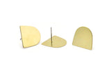 Stud Earring, 10 Raw Brass D Shaped Stud Earrings (16x17x0.50mm) M1041 A2291