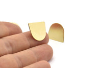 Stud Earring, 10 Raw Brass D Shaped Stud Earrings (16x17x0.50mm) M1041 A2291