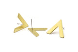 Brass Earring, 10 Raw Brass V Shaped Stud Earrings (22x18x1mm) M01243 A2289