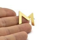 Brass Earring, 10 Raw Brass V Shaped Stud Earrings (22x18x1mm) M01243 A2289
