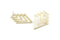 Brass Triangle Earring, 4 Raw Brass Diamond Stud Earrings (47x33x1mm) M01236 A2286