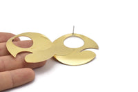 Brass Stud Earring, 2 Raw Brass Stud Earrings (45mm) BS 1281 A2310