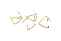 Brass Triangle Earring, 12 Raw Brass Open Cambered Triangle Stud Earrings (15x0.5x0.8mm) BS 1214 A2308
