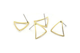 Brass Triangle Earring, 12 Raw Brass Open Cambered Triangle Stud Earrings (15x0.5x0.8mm) BS 1214 A2308
