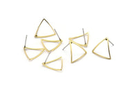Brass Triangle Earring, 12 Raw Brass Open Cambered Triangle Stud Earrings (15x0.5x0.8mm) BS 1214 A2308