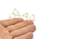 Brass Triangle Earring, 12 Raw Brass Open Cambered Triangle Stud Earrings (15x0.5x0.8mm) BS 1214 A2308