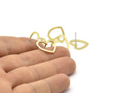 Brass Heart Earring, 12 Raw Brass Heart Stud Earrings (16x14x1mm) M686 A2314