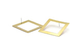 Brass Square Earring, 4 Raw Brass Square Stud Earrings (50x7x0.80mm) E639 A2313