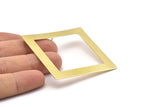 Brass Square Earring, 4 Raw Brass Square Stud Earrings (50x7x0.80mm) E639 A2313
