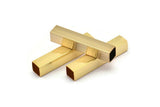 12 Square Gold Plated Brass Tubes (32x6x6mm) Sq06nf Brc261 Q0175