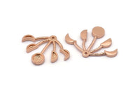 Moon Phases Earring, 2 Rose Gold Plated Brass Crescent Earrings With 1 Loop, Pendant Findings (24x27x2mm) E235 Q0508