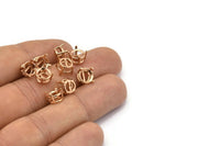 Round Prong Setting, 15 Rose Gold Plated Round, 4 Prong Settings 7.7mm/7.6mm Rhinestone Q0292
