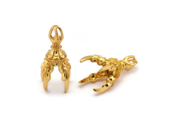 Gold Dragon Claw, 1 Gold Plated Brass Dragon Claw Charms, Necklace Pendants (36x11mm) N0380 Q0468