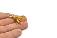 Gold Dragon Claw, 1 Gold Plated Brass Dragon Claw Charms, Necklace Pendants (36x11mm) N0380 Q0468