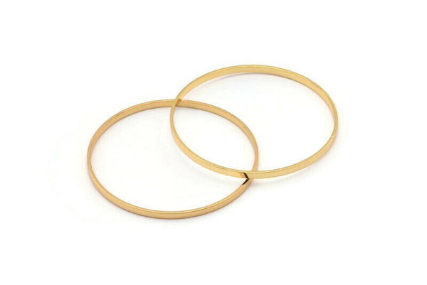 Gold Circle Connectors, 2 Gold Plated Brass Circle Connectors (40x0.75x2mm) BS 1071 Q0620