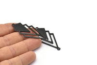 Black Triangle Charm, 3 Oxidized Black Brass Diamond Charms With 2 Loops (51x22x1mm) M01149 H1253