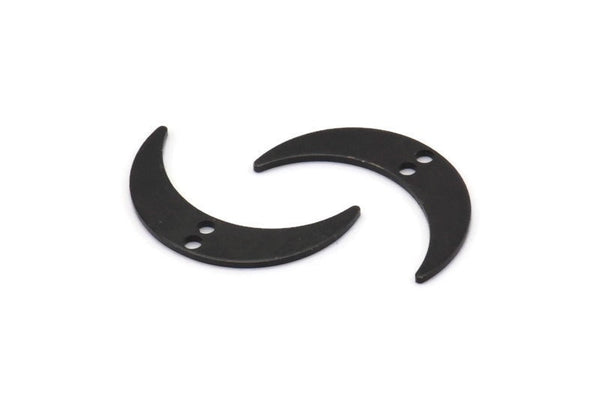 Black Moon Charm, 12 Oxidized Black Brass Crescent Moon Charms With 2 Holes (22x5x0.80mm) M01190 H0841