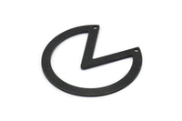 Black Circle Charm, 4 Oxidized Black Brass Pizza Slice Pendants With 2 Holes, Findings (37x34x0.80mm) M378