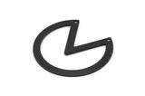 Black Circle Charm, 4 Oxidized Black Brass Pizza Slice Pendants With 2 Holes, Findings (37x34x0.80mm) M378
