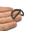 Semi Circle Charm, 4 Oxidized Black Brass Half Moon Charms With 3 Holes, Blanks, Connectors (38x20x0.80mm) M505