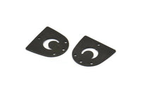 Black Moon Charm, 12 Oxidized Black Brass D Shape Charms With 4 Holes (16x17x0.50mm) M1066
