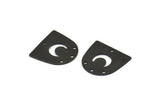 Black Moon Charm, 12 Oxidized Black Brass D Shape Charms With 4 Holes (16x17x0.50mm) M1066