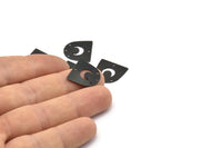 Black Moon Charm, 12 Oxidized Black Brass D Shape Charms With 4 Holes (16x17x0.50mm) M1066