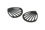 Black Drop Charm, 2 Oxidized Black Brass Drop Charms With 4 Holes, Connectors (36x33x0.80mm) M983