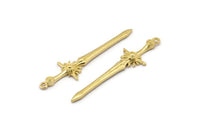Pirinç Kılıç Tılsımı, 1 Halkalı 4 Ham Pirinç Kılıç Tılsımı, Küpeler, Tılsımlar, Kolye Uçları, Bulgular (46x12mm) N1625