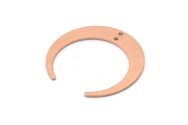 Bakır Ay Tılsımı, 2 Delikli 10 Ham Bakır Hilal Ay Tılsımı (26x27x1mm) M02214