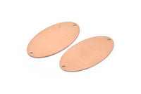Copper Oval Charm, 8 Raw Copper, Copper Charms, Copper Oval Charms With 2 Holes, Copper Connectors (35x19x0.80mm) M02183