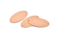 Copper Oval Charm, 8 Raw Copper, Copper Charms, Copper Oval Charms With 2 Holes, Copper Connectors (35x19x0.80mm) M02183
