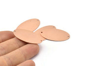 Copper Oval Charm, 8 Raw Copper, Copper Charms, Copper Oval Charms With 2 Holes, Copper Connectors (35x19x0.80mm) M02183