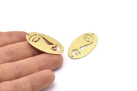 Brass Face Charm, 8 Textured Raw Brass Face Charms With 2 Holes, Pendants, Earrings, Findings, Connectors (35x19x0.80mm) M02197