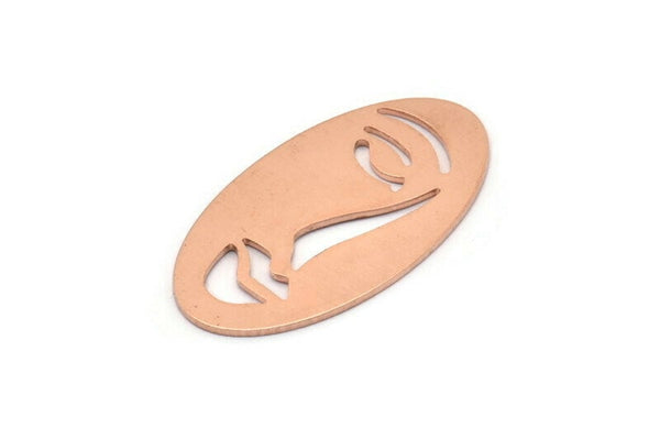 Copper Face Blank, 8 Raw Copper Face Blanks, Blanks, Findings (35x19x0.80mm) M02173