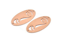 Copper Face Charm, 8 Raw Copper Face Charms With 2 Holes, Pendants, Earrings, Findings, Connectors (35x19x0.80mm) M02175