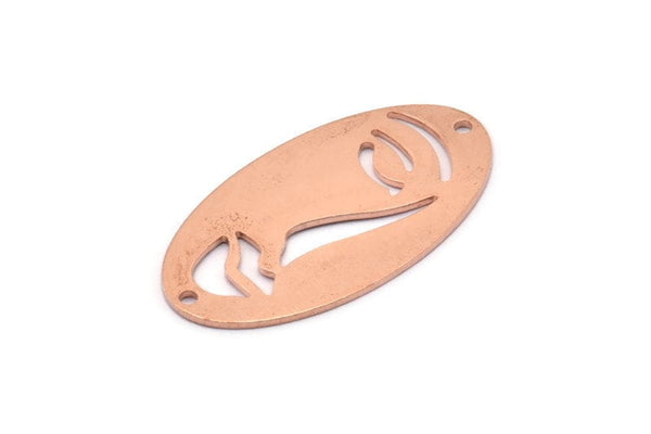 Copper Face Charm, 8 Raw Copper Face Charms With 2 Holes, Pendants, Earrings, Findings, Connectors (35x19x0.80mm) M02175