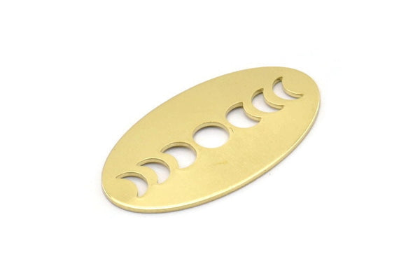 Brass Oval Blank, 8 Raw Brass, Brass Blanks, Brass Oval Moon Phases Blanks (35x19x0.80mm) M02198