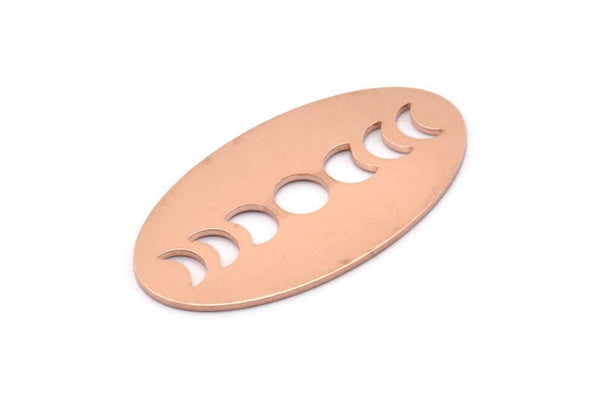 Copper Oval Blank, 8 Raw Copper, Copper Blanks, Copper Oval Moon Phases Blanks (35x19x0.80mm) M02176