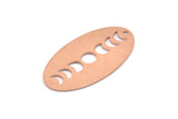Copper Oval Charm, 8 Raw Copper Oval Moon Phases Charms With 1 Hole, Pendants, Earrings, Findings (35x19x0.80mm) M02177