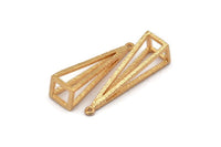 Gold Triangle Prism, Gold Plated Brass Triangle Prism Pendants With 1 Loop (37x10mm) BS 1980 Q0566