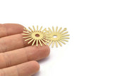 Brass Sun Charm, 10 Raw Brass Sun Charms With 1 Loop (31x30x0.80mm) M02206