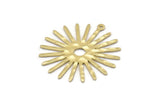 Brass Sun Charm, 8 Hammered Raw Brass Sun Charms With 1 Loop (31x30x0.80mm) M02204