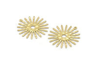 Brass Sun Charm, 8 Hammered Raw Brass Sun Charms With 1 Loop (31x30x0.80mm) M02204
