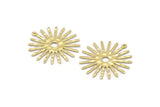 Brass Sun Charm, 8 Hammered Raw Brass Sun Charms With 1 Loop (31x30x0.80mm) M02204