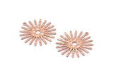 Copper Sun Charm, 6 Hammered Raw Copper Sun Charms With 1 Loop (31x30x0.80mm) M02202