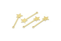 Brass Star Charm, 24 Raw Brass Star Charms With 1 Loop (30x9x0.80mm) M02051